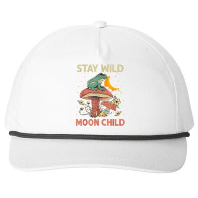 Vintage Retro Stay Wild Moon Child Frog Mushroom Hippie Snapback Five-Panel Rope Hat