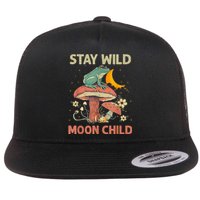 Vintage Retro Stay Wild Moon Child Frog Mushroom Hippie Flat Bill Trucker Hat