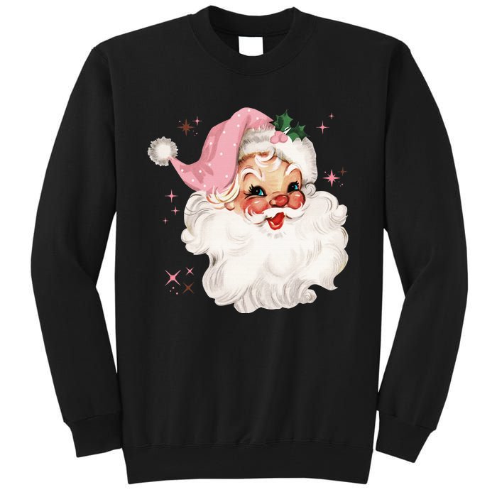 Vintage Retro Santa Chirstmas Pink Hat Claus Tall Sweatshirt