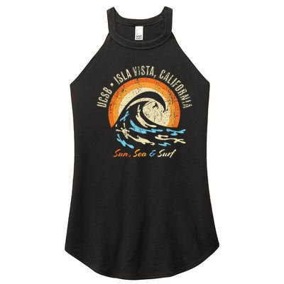 Vintage Retro Surf Style Isla Vista College Apparel Women’s Perfect Tri Rocker Tank