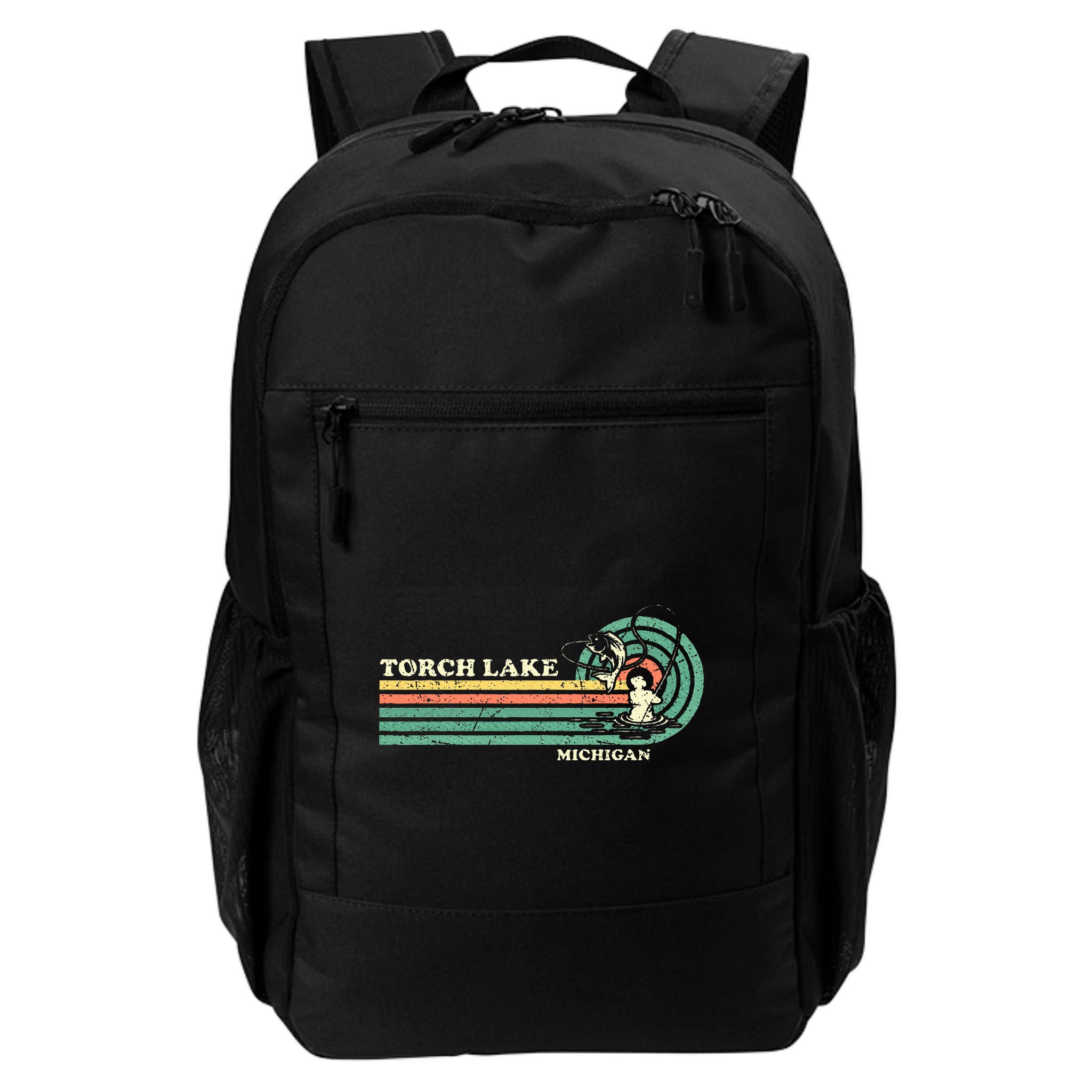 Vintage Retro Summer Fishing Michigan Torch Lake Backpack