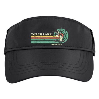 Vintage Retro Summer Fishing Michigan Torch Lake Adult Drive Performance Visor