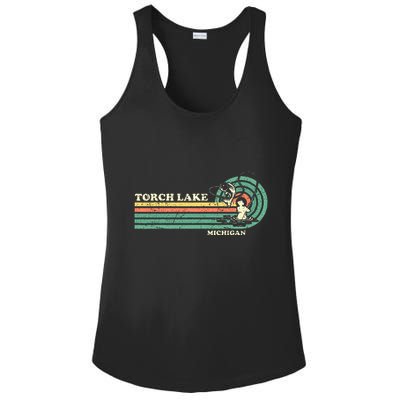 Vintage Retro Summer Fishing Michigan Torch Lake Ladies PosiCharge Competitor Racerback Tank
