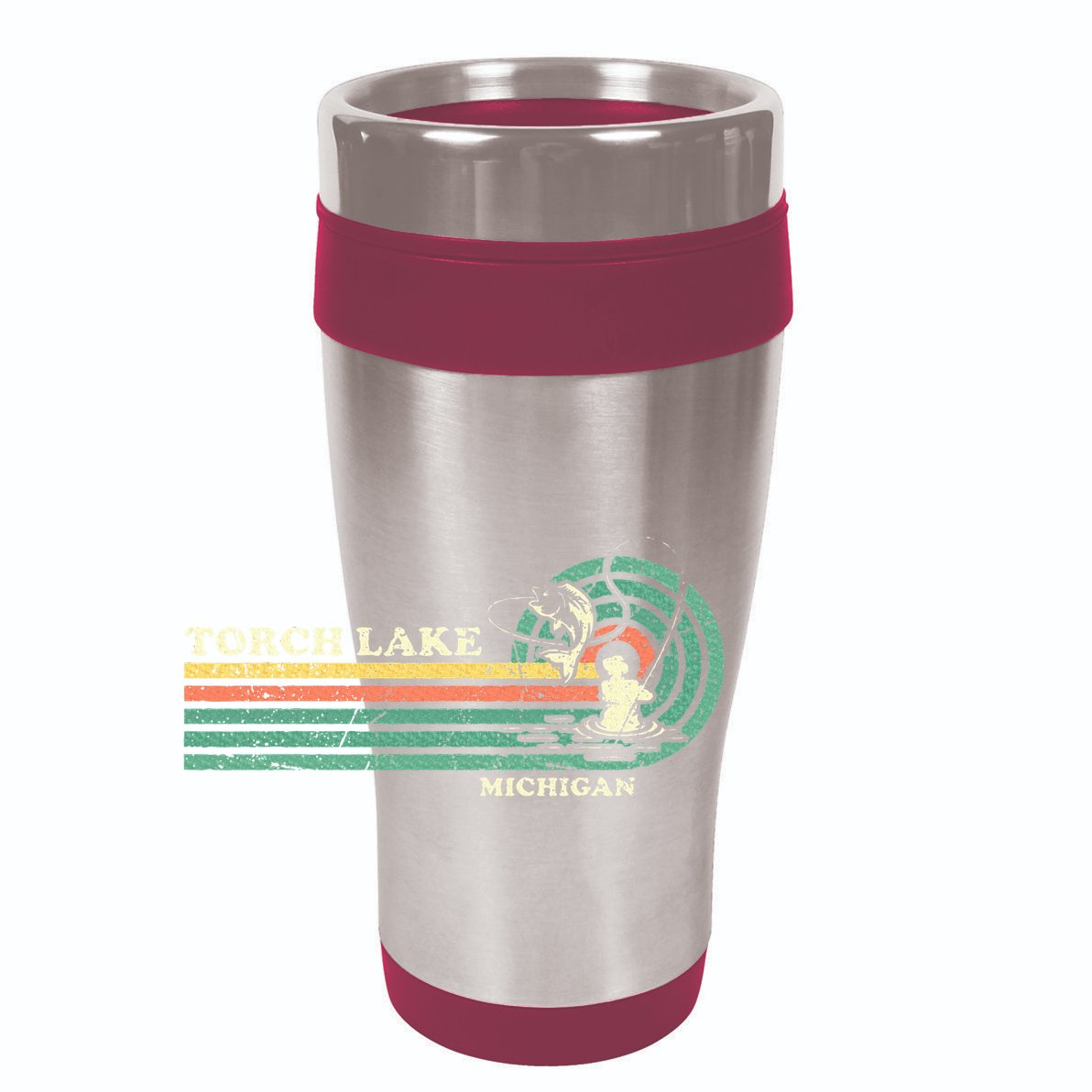 Vintage Retro Summer Fishing Michigan Torch Lake 12oz Stainless Steel Coffee Mug