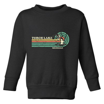 Vintage Retro Summer Fishing Michigan Torch Lake Toddler Sweatshirt
