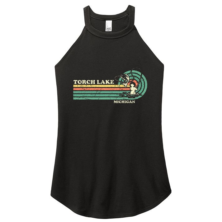 Vintage Retro Summer Fishing Michigan Torch Lake Women's Perfect Tri Rocker Tank