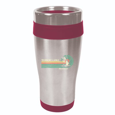 Vintage Retro Summer Fishing Michigan Torch Lake 16oz Travel Tumbler