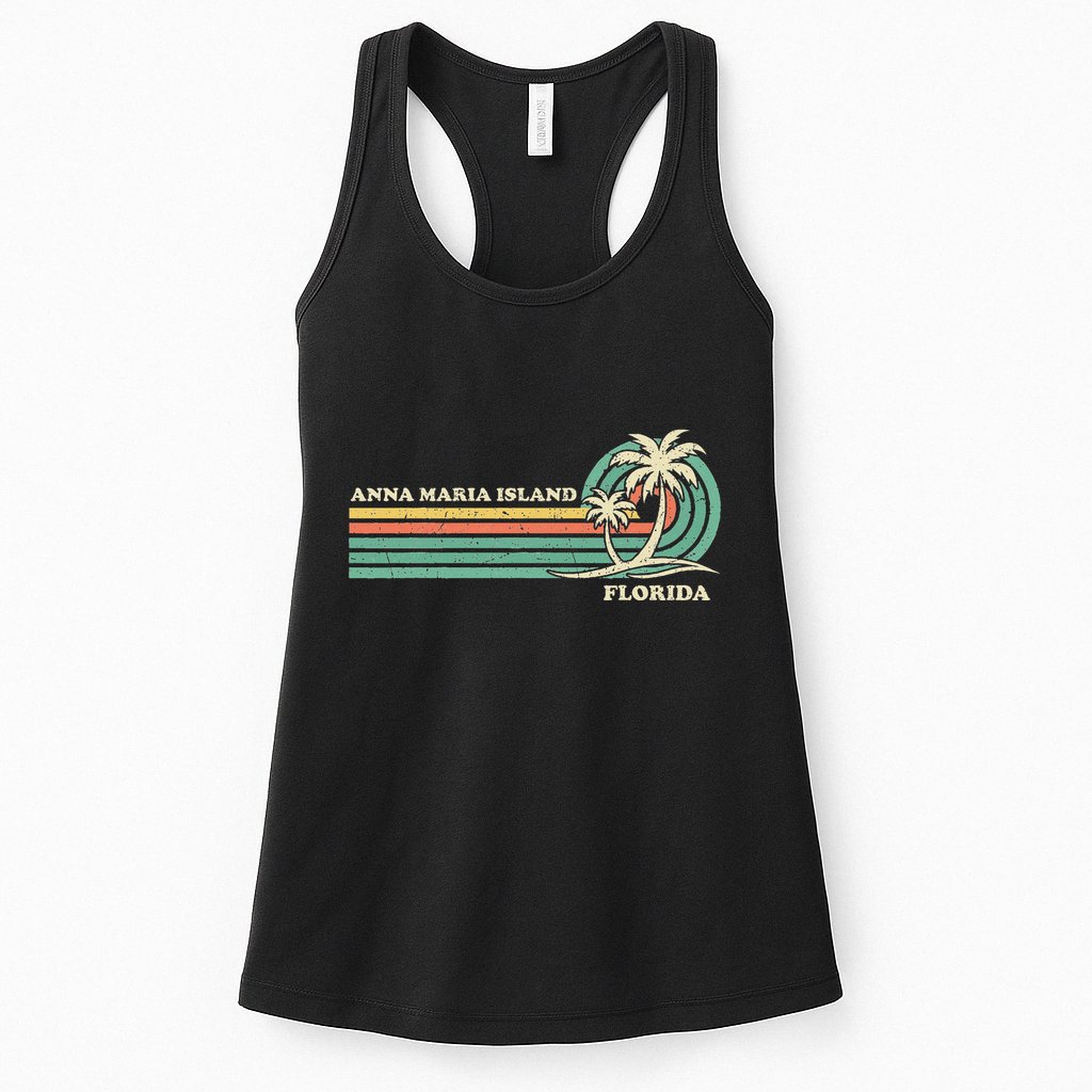 Vintage Retro Summer Vacation Florida Anna Maria Island Womens Tank Top