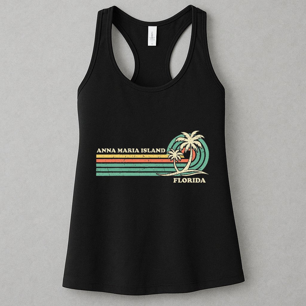 Vintage Retro Summer Vacation Florida Anna Maria Island Womens Tank Top