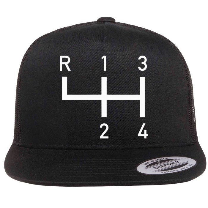 Vintage Racer Shift Pattern 4 Speed Manual Flat Bill Trucker Hat