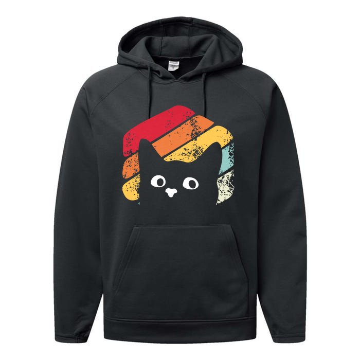 Vintage Retro Style Black Cat Lover Funny Performance Fleece Hoodie