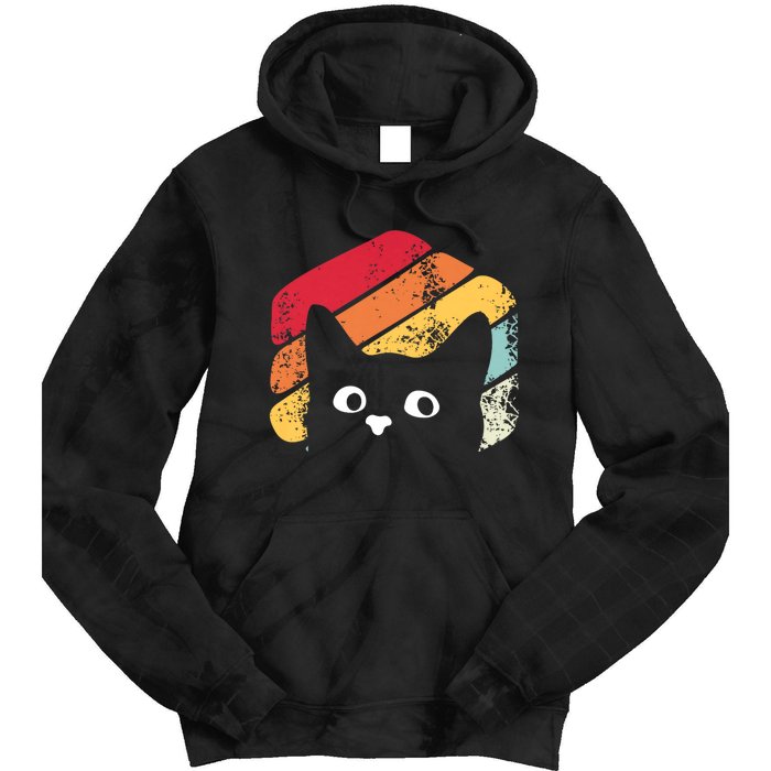 Vintage Retro Style Black Cat Lover Funny Tie Dye Hoodie