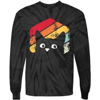 Vintage Retro Style Black Cat Lover Funny Tie-Dye Long Sleeve Shirt