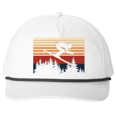 Vintage Retro Skiing For Skiers And Ski Lovers Gift Snapback Five-Panel Rope Hat