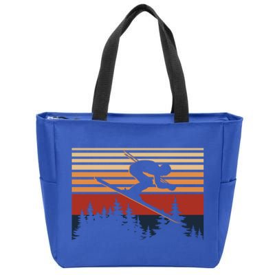 Vintage Retro Skiing For Skiers And Ski Lovers Gift Zip Tote Bag