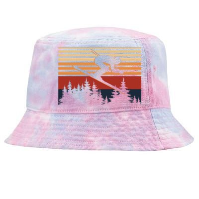 Vintage Retro Skiing For Skiers And Ski Lovers Gift Tie-Dyed Bucket Hat