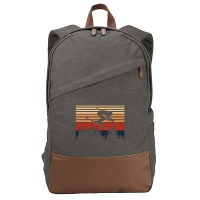 Vintage Retro Skiing For Skiers And Ski Lovers Gift Cotton Canvas Backpack