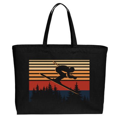 Vintage Retro Skiing For Skiers And Ski Lovers Gift Cotton Canvas Jumbo Tote