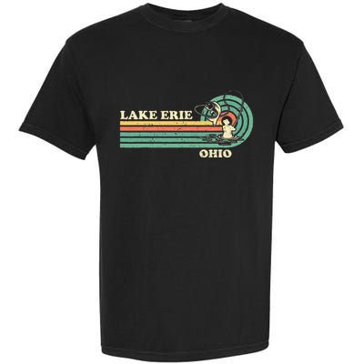 Vintage Retro Summer Fishing Ohio Erie Lake Garment-Dyed Heavyweight T-Shirt