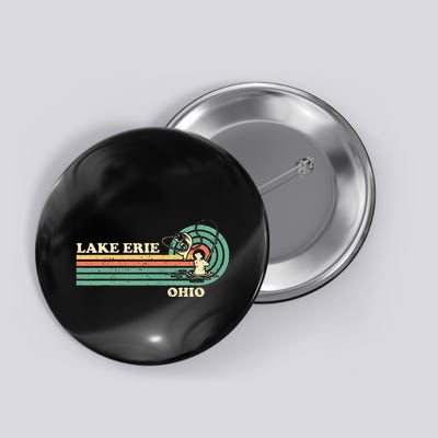 Vintage Retro Summer Fishing Ohio Erie Lake Button