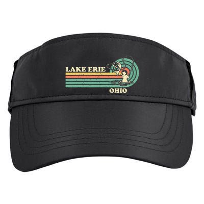 Vintage Retro Summer Fishing Ohio Erie Lake Adult Drive Performance Visor