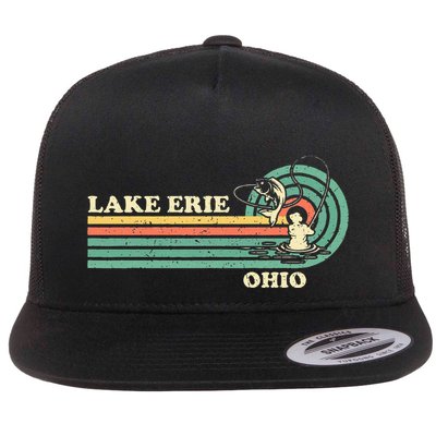 Vintage Retro Summer Fishing Ohio Erie Lake Flatbill Hat