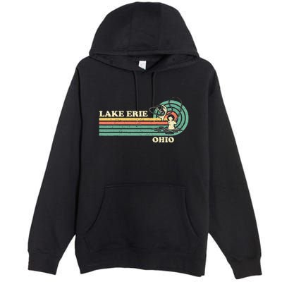 Vintage Retro Summer Fishing Ohio Erie Lake Premium Pullover Hoodie