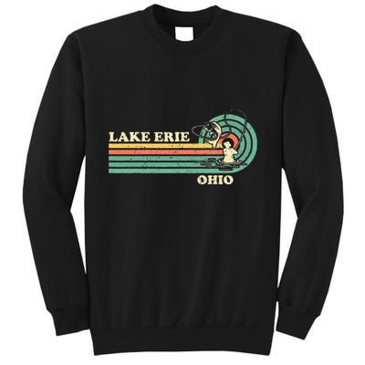 Vintage Retro Summer Fishing Ohio Erie Lake Tall Sweatshirt