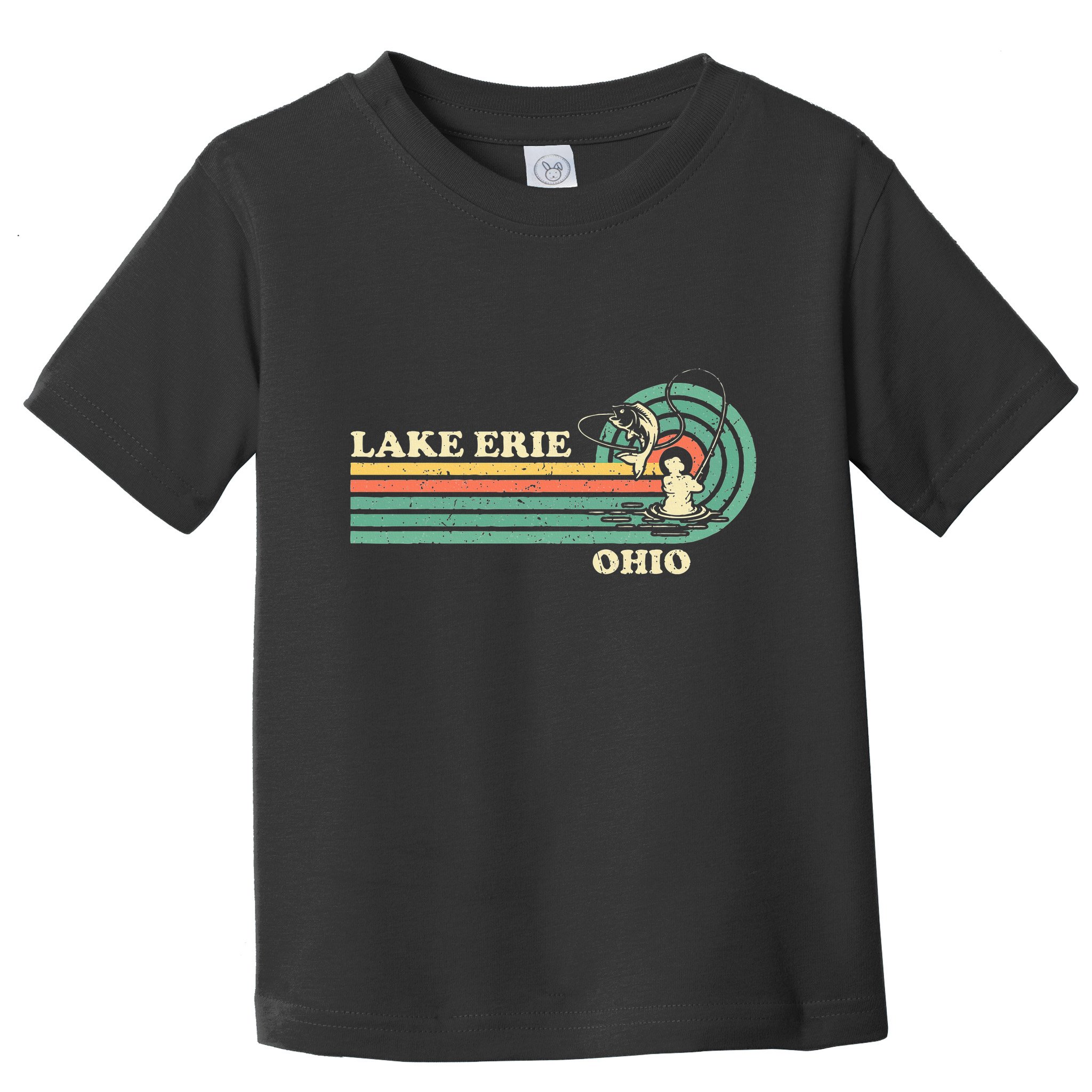 Vintage Retro Summer Fishing Ohio Erie Lake Toddler T-Shirt