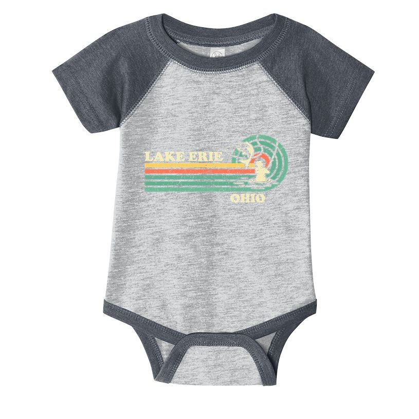 Vintage Retro Summer Fishing Ohio Erie Lake Infant Baby Jersey Bodysuit