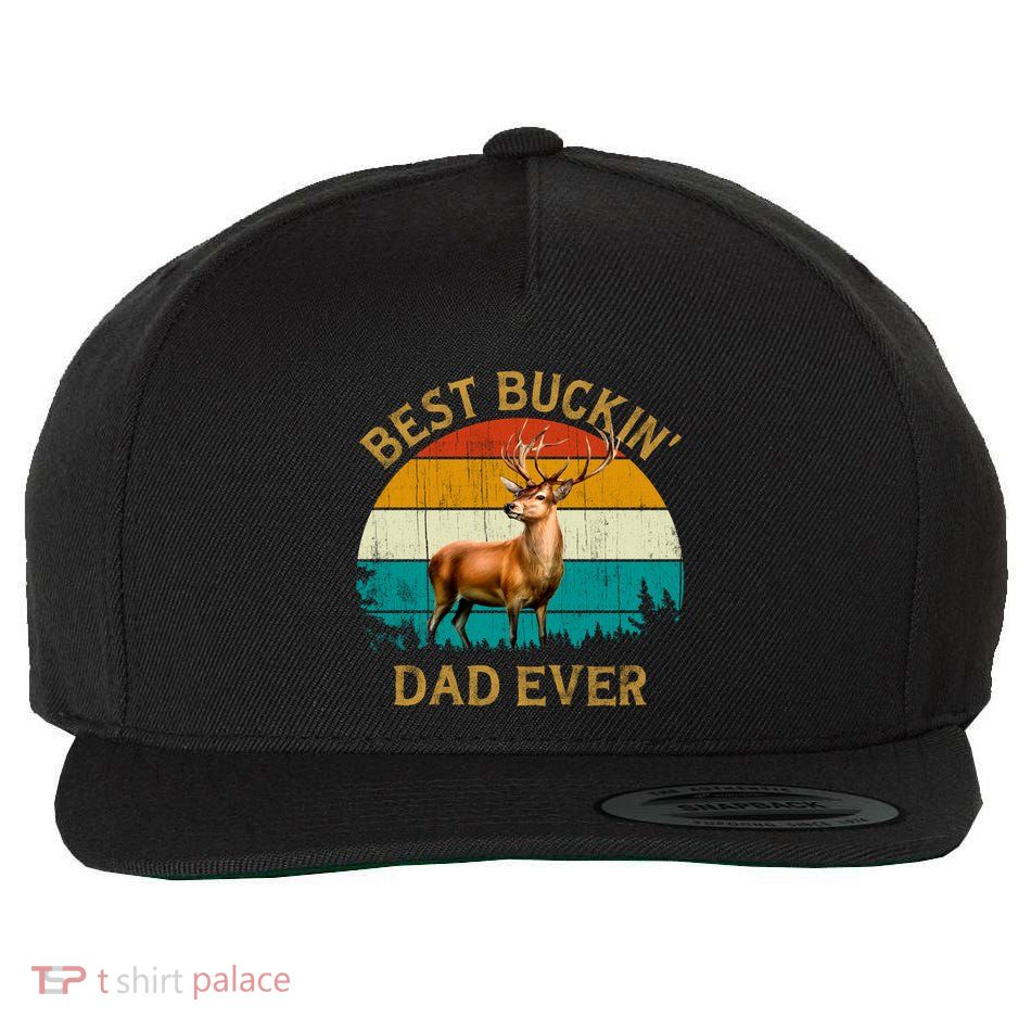 Vintage Retro Style Whitetailed Deer Best Buckin Dad Ever Great Gift Wool Snapback Cap
