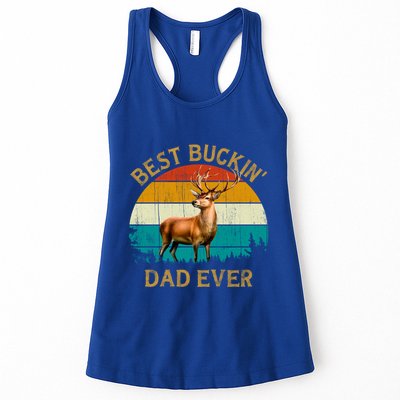 Vintage Retro Style Whitetailed Deer Best Buckin Dad Ever Great Gift Womens Tank Top