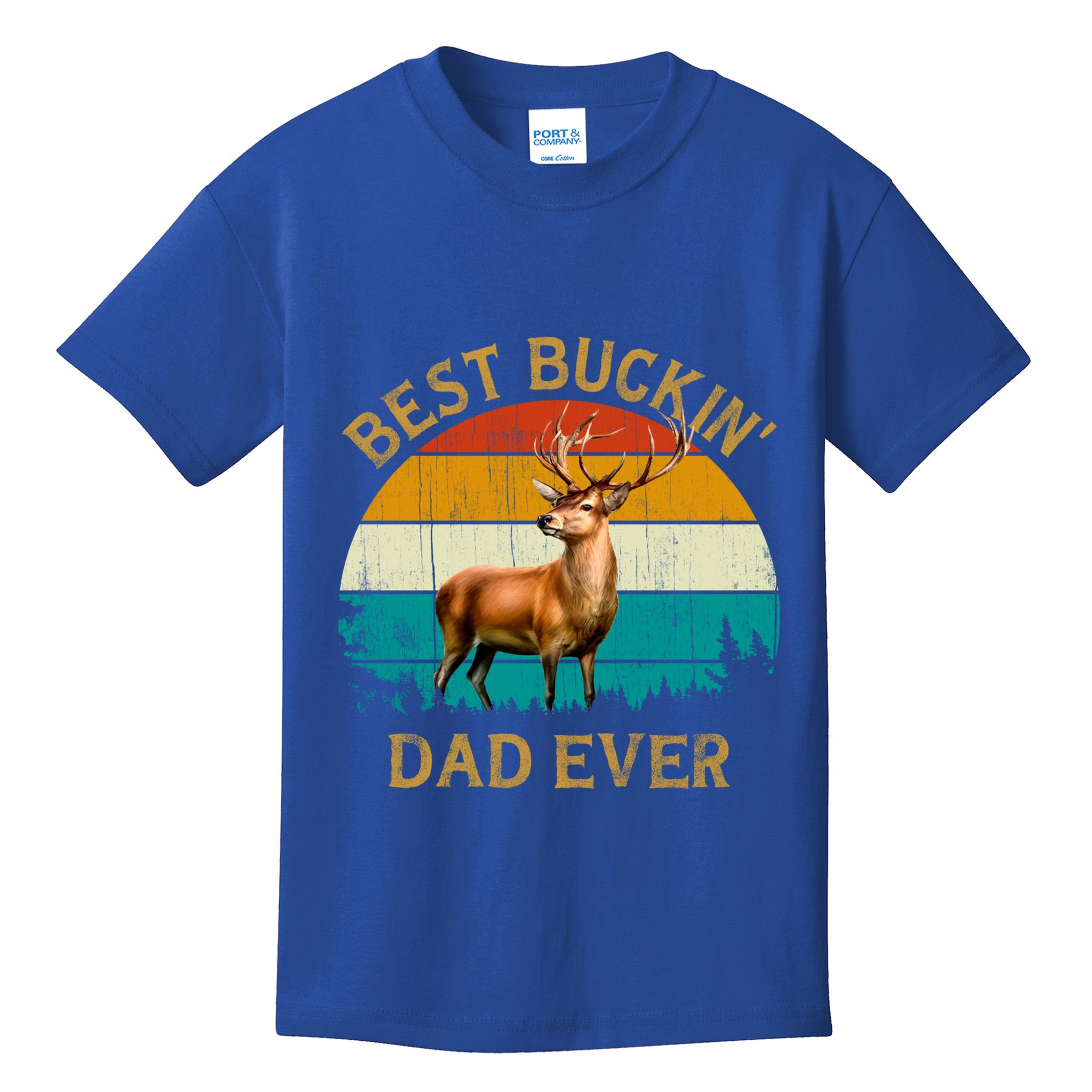 Vintage Retro Style Whitetailed Deer Best Buckin Dad Ever Great Gift Kids T-Shirt