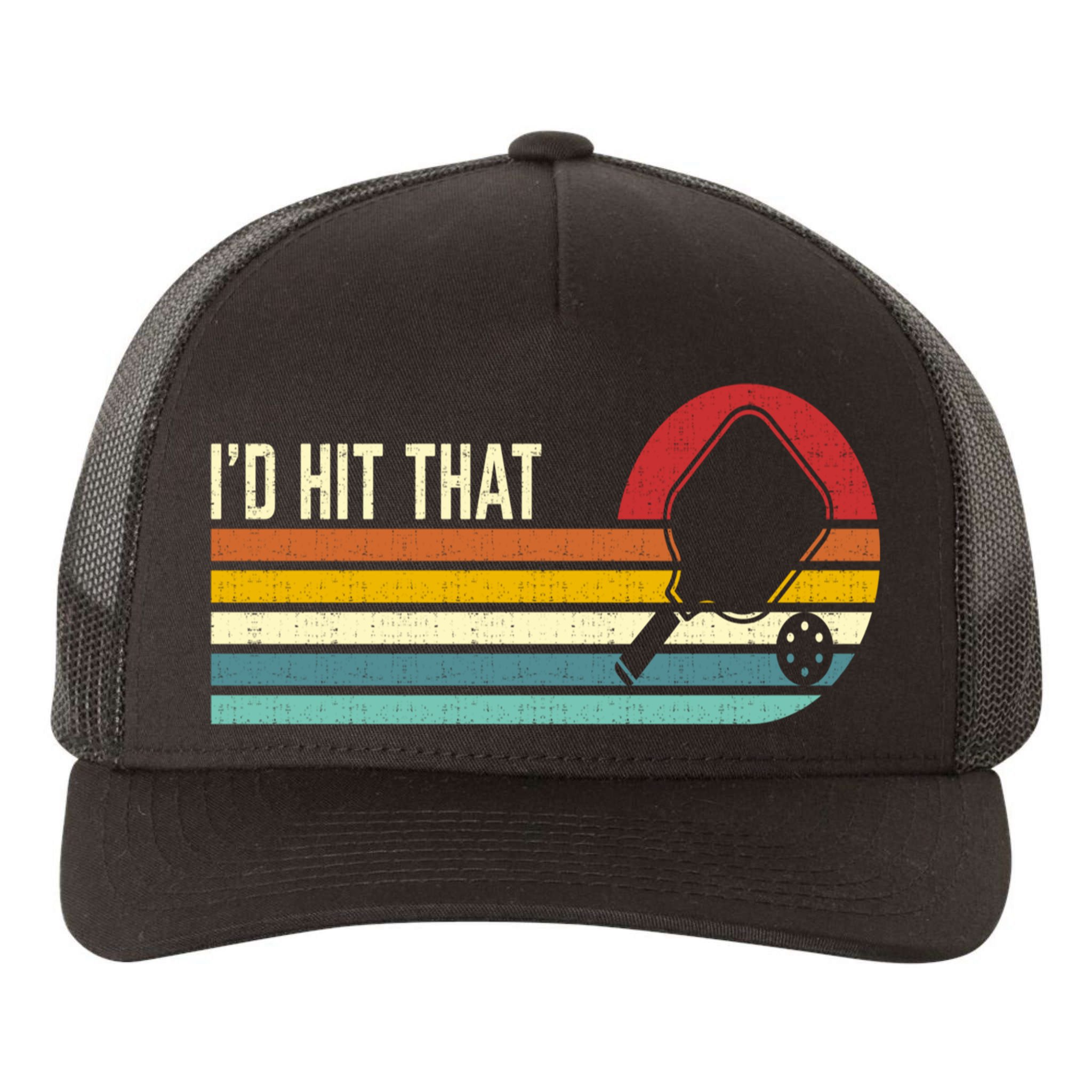 Vintage Retro Sunset Paddle I'd Hit That Pickleball Players Yupoong Adult 5-Panel Trucker Hat