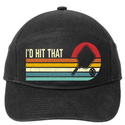 Vintage Retro Sunset Paddle I'd Hit That Pickleball Players 7-Panel Snapback Hat
