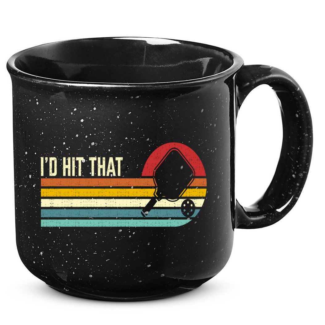 Vintage Retro Sunset Paddle I'd Hit That Pickleball Players 15oz Campfire Ceramic Mug