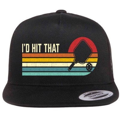 Vintage Retro Sunset Paddle I'd Hit That Pickleball Players Flatbill Hat