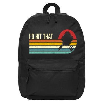Vintage Retro Sunset Paddle I'd Hit That Pickleball Players 16 in Basic Backpack