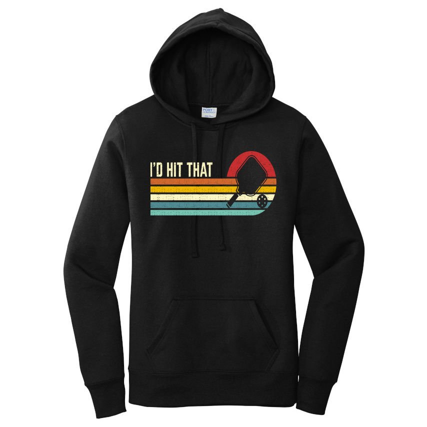 Vintage Retro Sunset Paddle I'd Hit That Pickleball Players Women's Pullover Hoodie