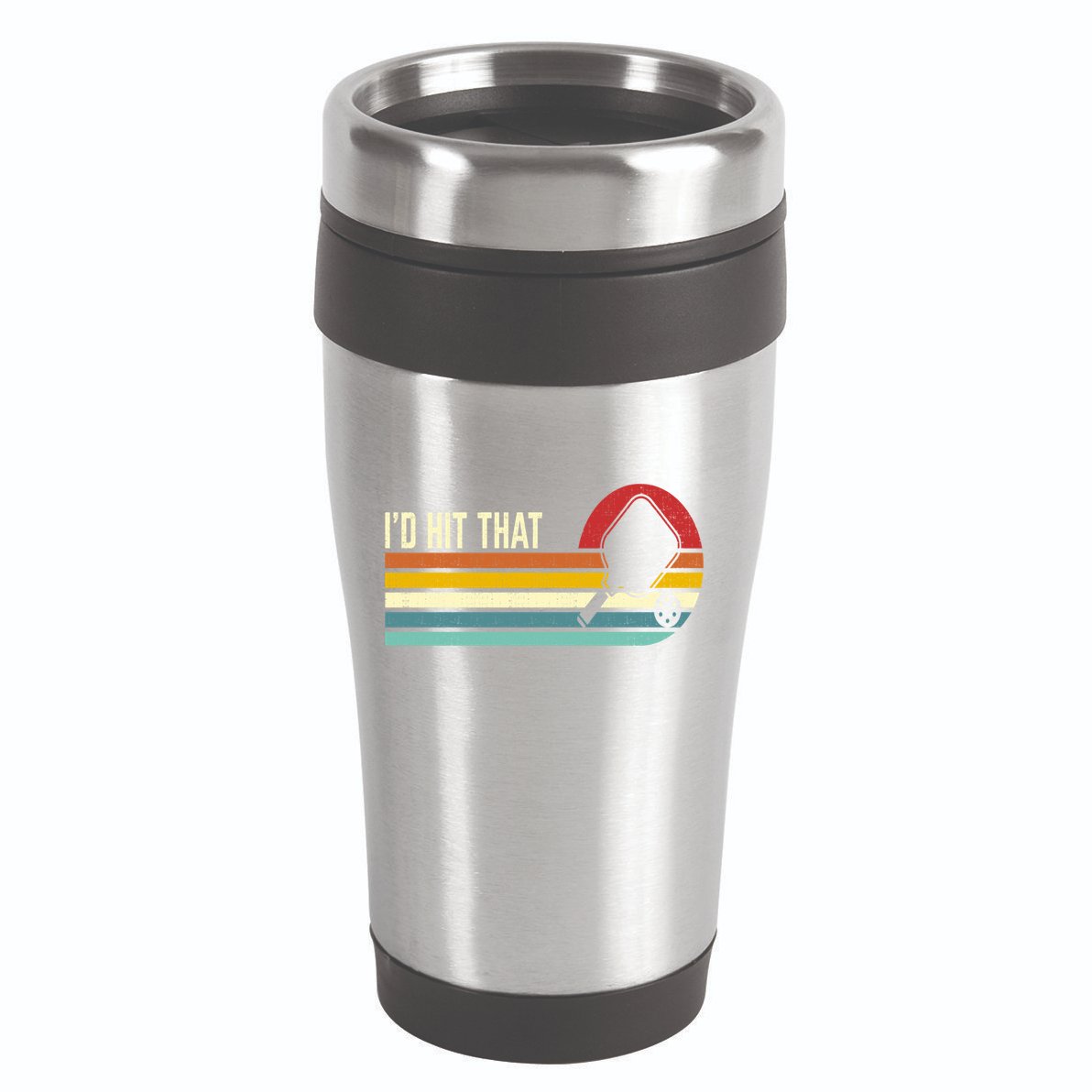 Vintage Retro Sunset Paddle I'd Hit That Pickleball Players 16oz Travel Tumbler