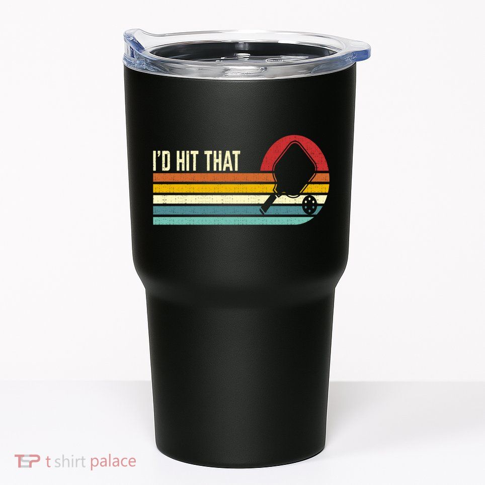 Vintage Retro Sunset Paddle I'd Hit That Pickleball Players Tumbler
