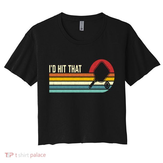 Vintage Retro Sunset Paddle I'd Hit That Pickleball Players Crop Top