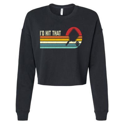 Vintage Retro Sunset Paddle I'd Hit That Pickleball Players Cropped Pullover Crew