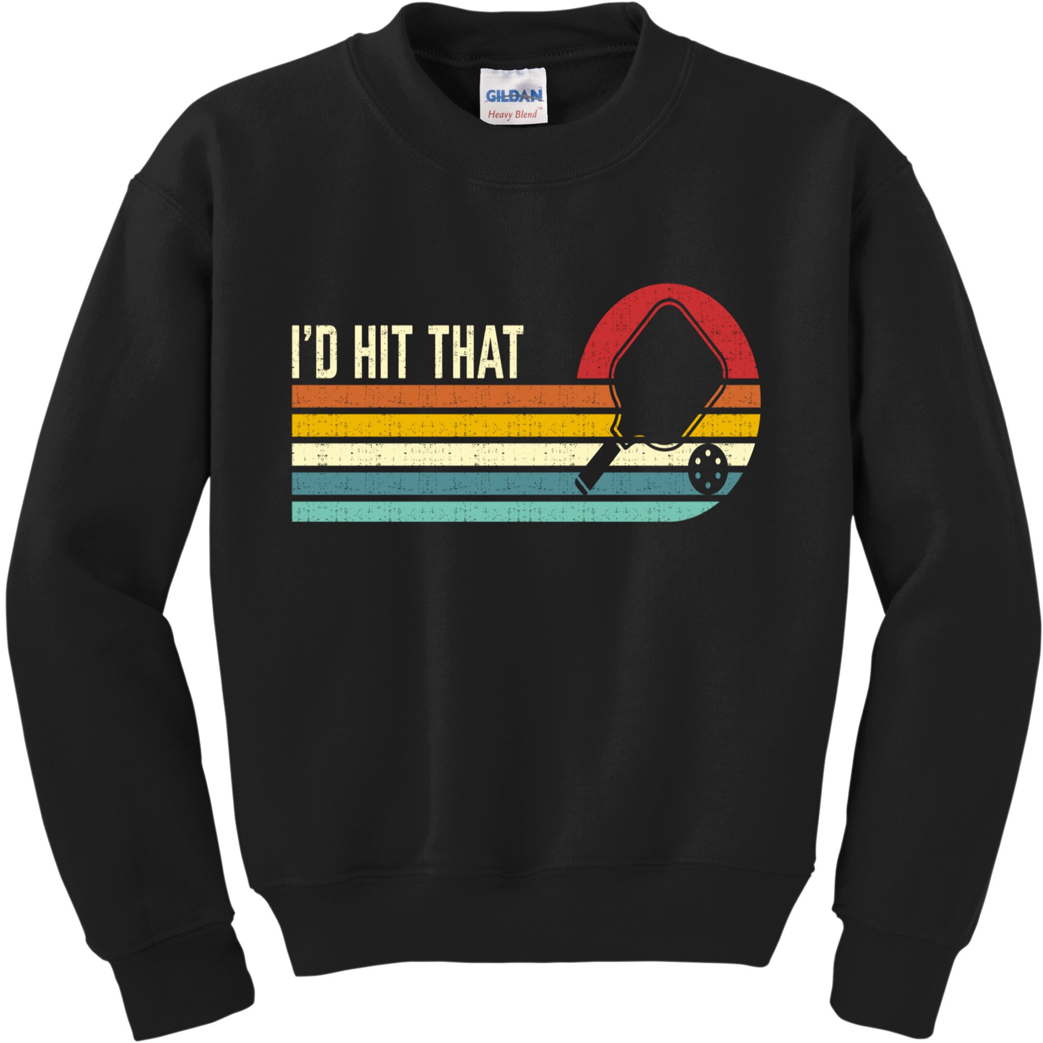 Vintage Retro Sunset Paddle I'd Hit That Pickleball Players Kids Sweatshirt