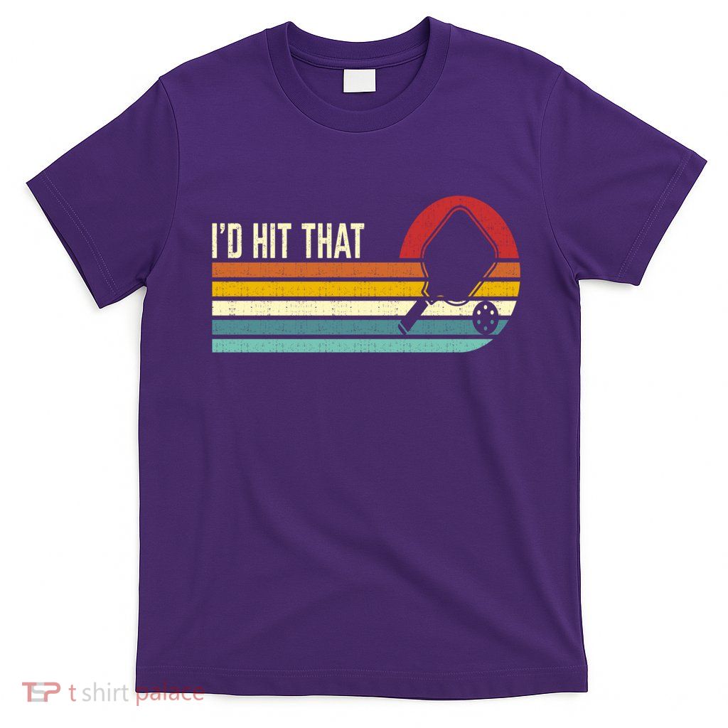 Vintage Retro Sunset Paddle I'd Hit That Pickleball Players T-Shirt