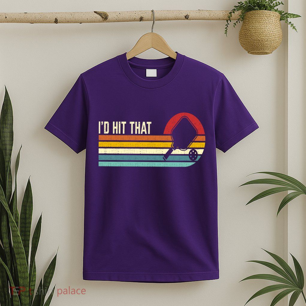 Vintage Retro Sunset Paddle I'd Hit That Pickleball Players T-Shirt