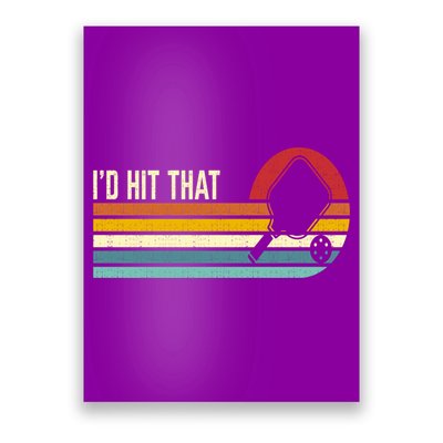 Vintage Retro Sunset Paddle I'd Hit That Pickleball Players Poster