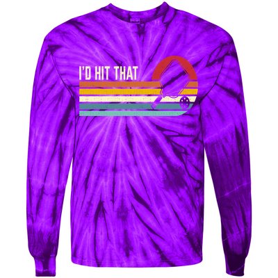 Vintage Retro Sunset Paddle I'd Hit That Pickleball Players Tie-Dye Long Sleeve Shirt