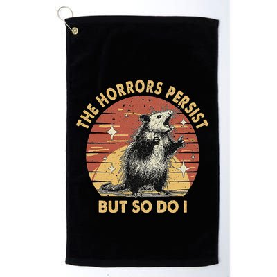Vintage Racoon The Horrors Persist But So Do I Mental Health Golf Towel
