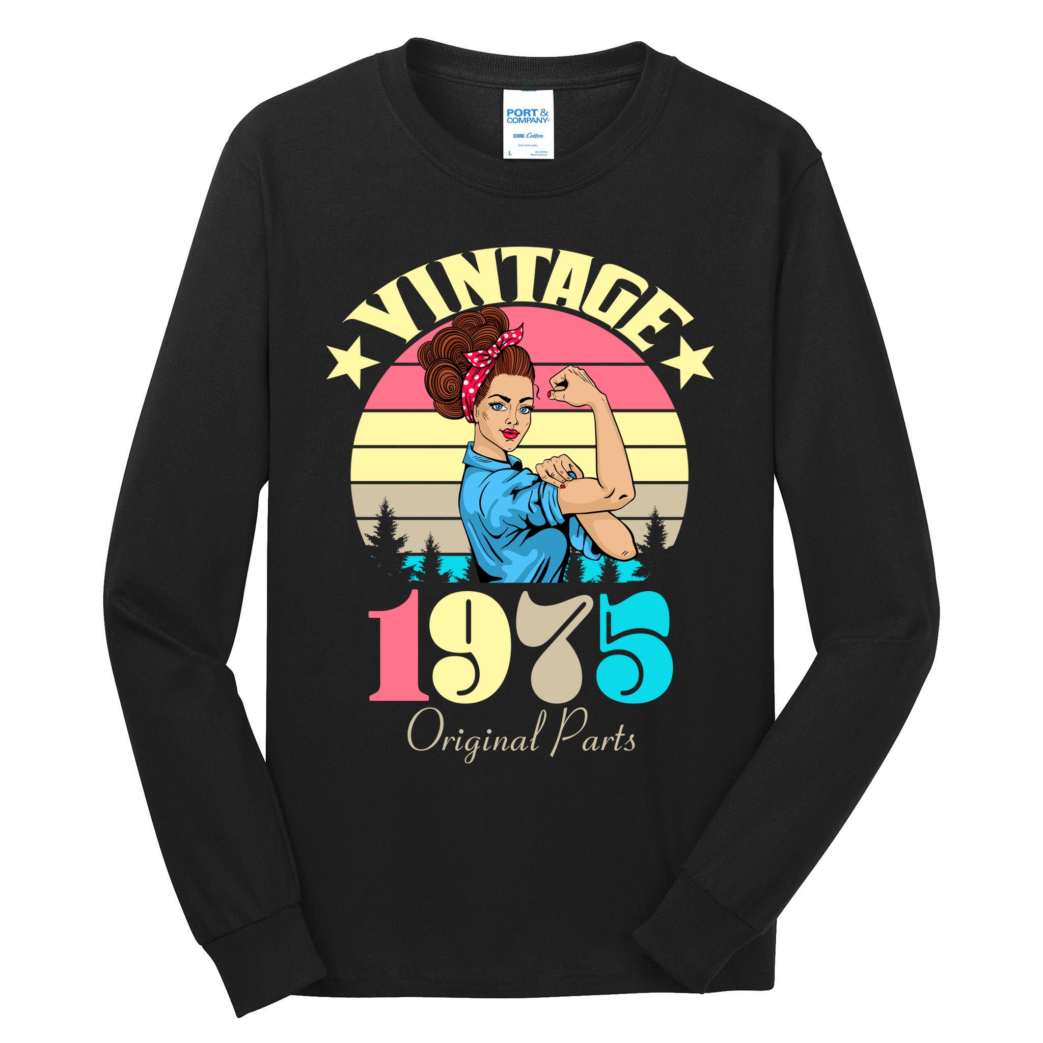 Vintage Rosie The Riveter 1975 Original Parts 50th Birthday Tall Long Sleeve T-Shirt